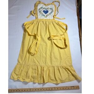 Yellow Apron with Heart Embroidery